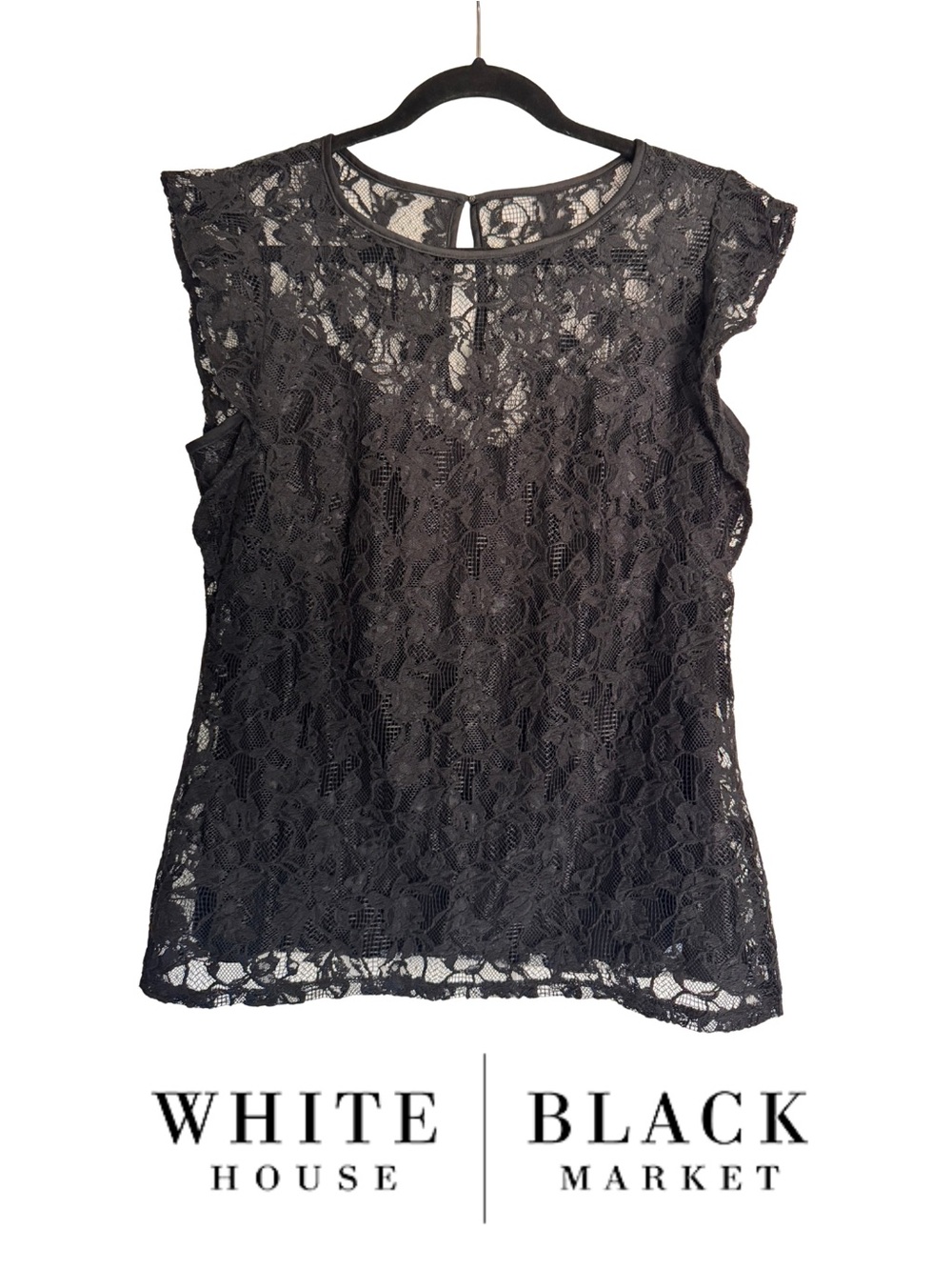 WHBM Black Lace Top